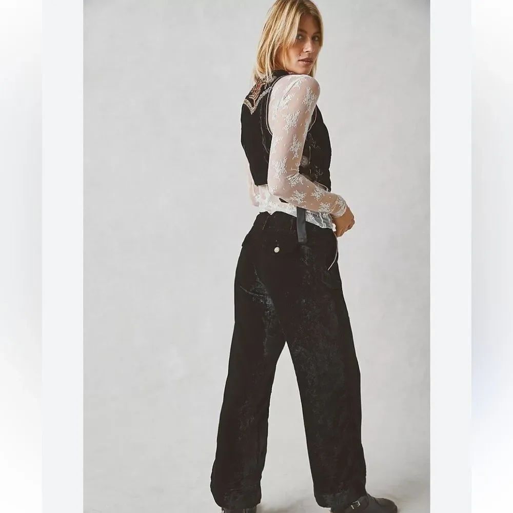 Free People Sign Of The Times Western Embroidered Velvet Suit Set Size 4 - Picture 4 of 8